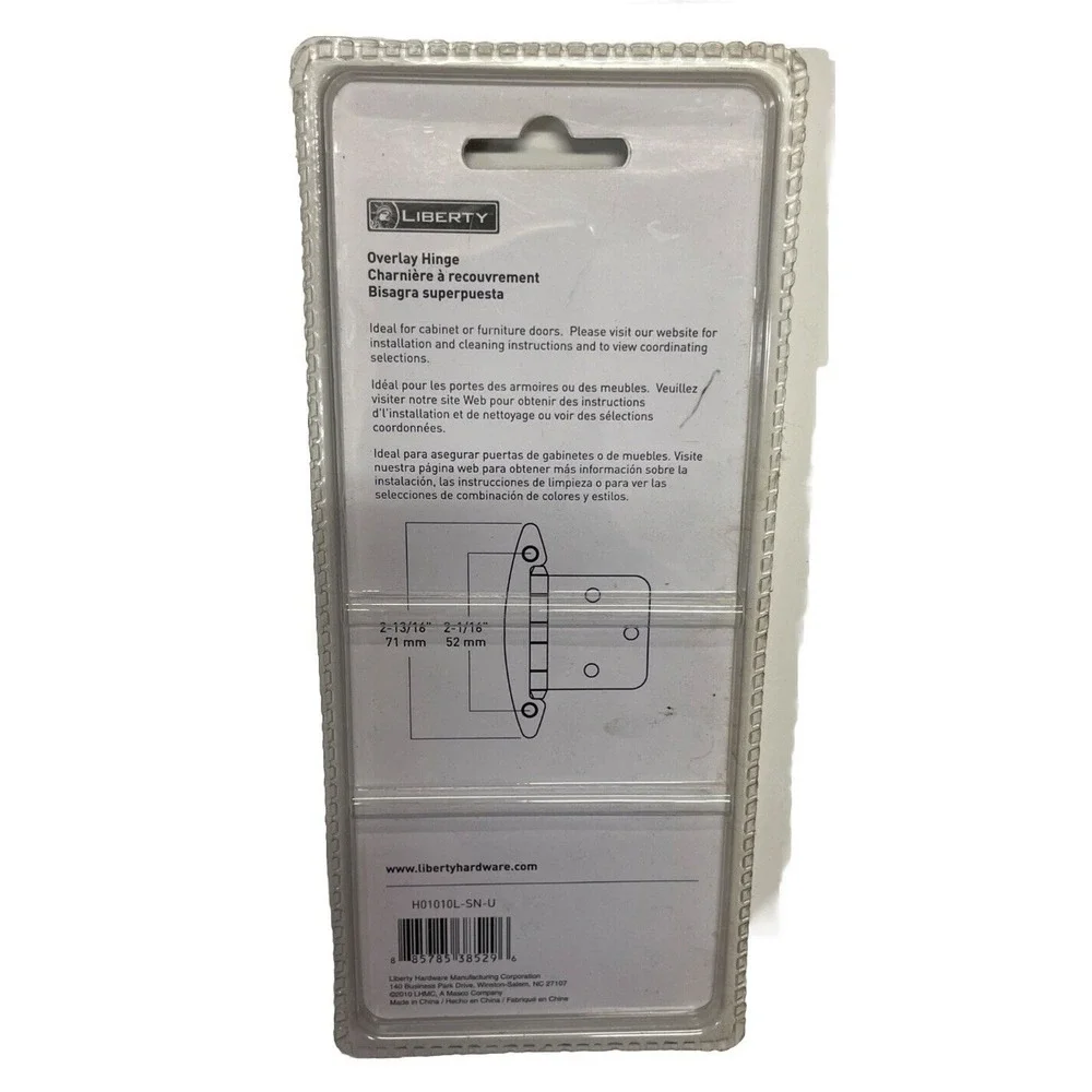 Liberty Overlay Hinge Satin Nickel 2 Pack